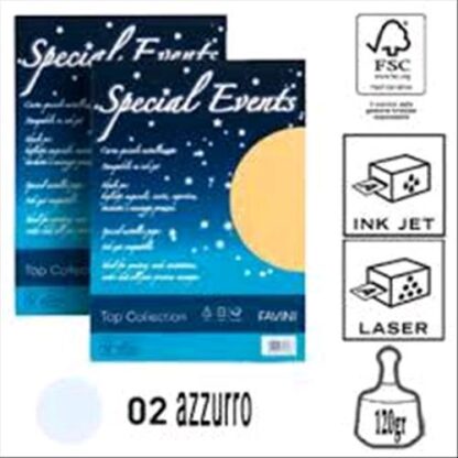 CARTOTECNICA FAVINI SPECIAL EVENTS 20 FOGLI 120 GR A4 COLORE AZZURRO