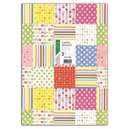 FLORIO CARTA REGALO FANTASIA 70X100 60 GR COLORI ASSORTITI CONF 3 Pz.
