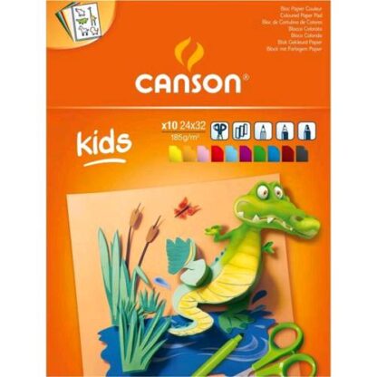 CANSON KIDS BLOCCO DA DISEGNO CM 24X32 185 GR RUVIDO 10 FOGLI COLORI ASSORTITI