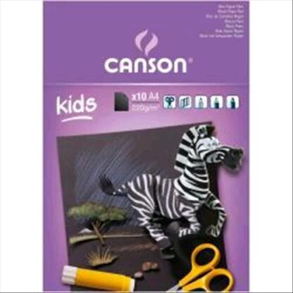 CANSON KIDS BLOCCO DA DISEGNO A4 220 GR RUVIDO 10 FOGLI COLORE NERO