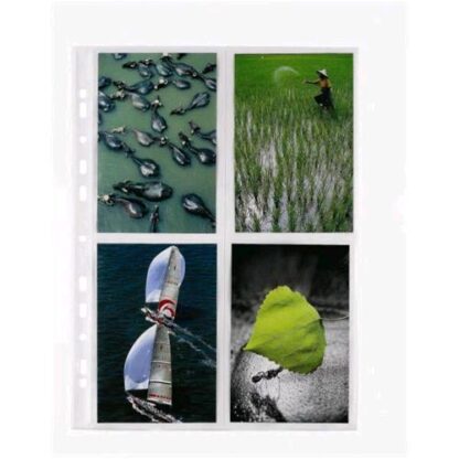 FAVORIT ARCHIVIO BUSTE CON FORATURA UNIVERSALE IN PP CM 22.5X31.5 PORTA FOTO 4 TASCHE TRAPARENTE CONF 10 Pz.