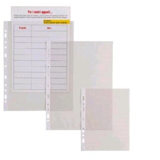 SEI ROTA ERCOLE BUSTE CON FORATURA UNIVERSALE IN PVC LISCIO CM 22X30 A4 SPESSORE LEGGERO TRASPARENTE CONF 25 Pz.
