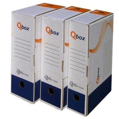 BERTESI Q BOX SCATOLA ARCHIVIO A4 D10 MM 100X330X250 COLORE BIANCO/BLU CONF. 25 Pz.