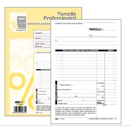 EDIPRO BLOCCO FATTURA PROFESSIONISTI AUTOCOPIANTE 2 FOGLI 230X150 100 FOGLI CONF 10 Pz.