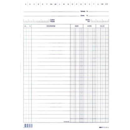 EDIPRO SCHEDE DARE/AVERE/SALDO 170X240MM COL.BLU 100 FOGLI