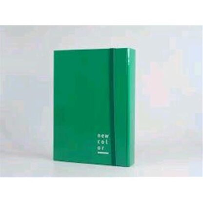 BREFIOCART NEW COLOR CARTELLE C/ELASTICO PIATTO IN CARTONCINO PLASTIFICATO 250X350MM A4 DORSO 7CM COL. VERDE