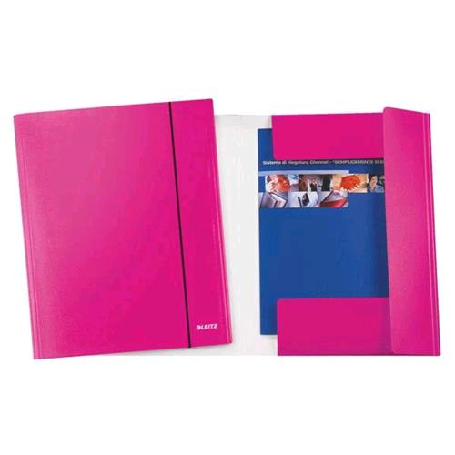 LEITZ WOW CARTELLA 3 LEMBI C/ELASTICO IN CARTONCINO 310X240MM A4 COL. FUCSIA CONF 5 Pz.