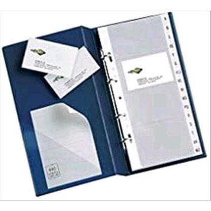 SEI ROTA PORTABIGLIETTI VISITA A 4 ANELLI IN PVC 150X250MM 20 BUSTE DA 3 TASCHE 50X100MM COL. BLU