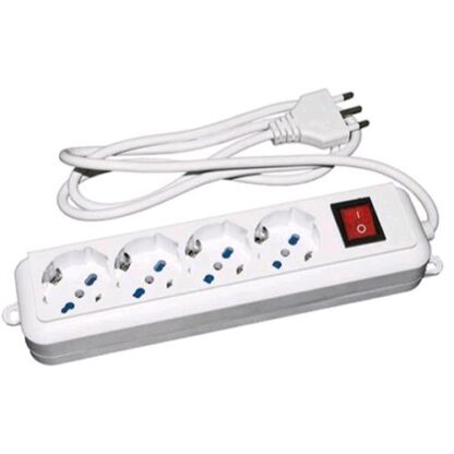 NILOX MULTIPRESA 4 PRESE ITA/SCHUKO 10/16 A CON INTERRUTTORE LUMINOSO SPINA ITALIANA BIANCA