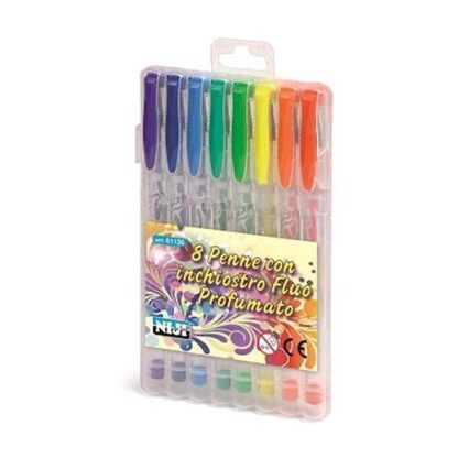 NIJI GEL NEON PENNE INCHIOSTRO GEL FLUO PROFUMATO COL. ASSORTITI CONF 8 Pz.