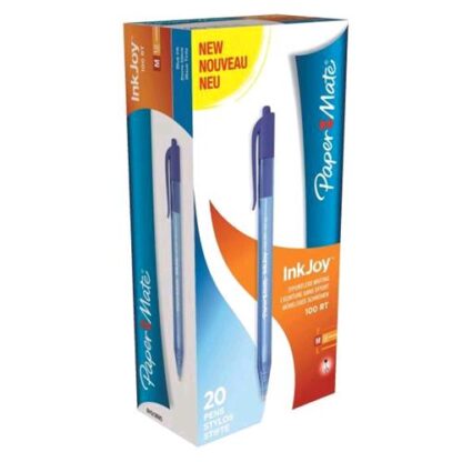 PAPERMATE INKJOY 100 RT PENNA A SFERA A SCATTO BLU PUNTA CONICA 1mm CONF 20 Pz.