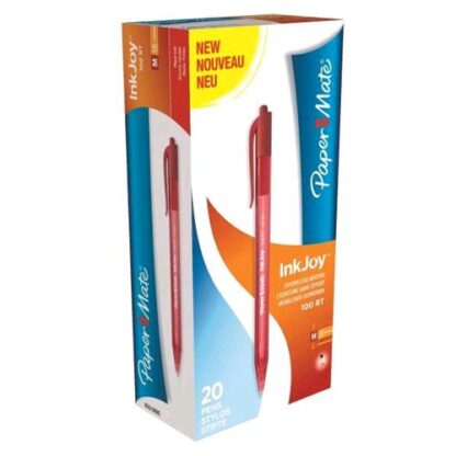 PAPERMATE INKJOY 100 RT PENNA A SFERA A SCATTO ROSSO PUNTA CONICA 1mm CONF 20 Pz.