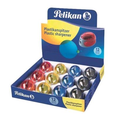 PELIKAN COCCINELLA ESPOSITORE TEMPERAMATITE IN PLASTICA 1 FORO CON SERBATOIO COL. ASSORTITI CONF 12 Pz.