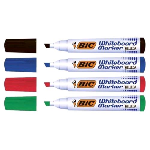 BIC MARKERVELLEDA 1791 MARCATORE PER LAVAGNA PUNTA A SCALPELLO 3.30 mm COL. ASSORTITI CONF 4 Pz.