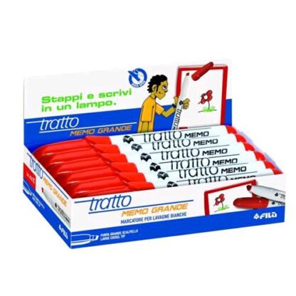 TRATTO MEMO MARCATORE PER LAVAGNA ROSSO PUNTA A SCALPELLO 4/6.50 mmCONF 12 Pz.