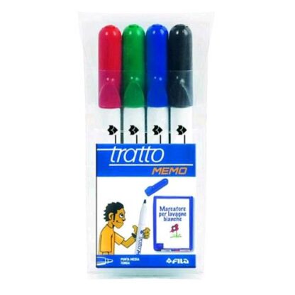 TRATTO MEMO MARCATORE PER LAVAGNA PUNTA TONDA 1/2.50 mm COL. ASSORTITI CONF 4 Pz.