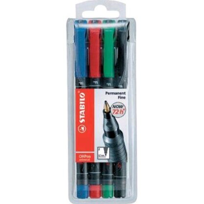 STABILO OHPEN PENNARELLO INDELEBILE PUNTA CONICA FINE COL. ASSORTITI CONF 4 Pz.
