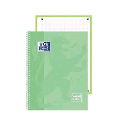 OXFORD PASTEL QUADERNO MAXI SPIRALATO A4+ 90 GR QUADRETTI 5MM COL. VERDE CONF 5 Pz.