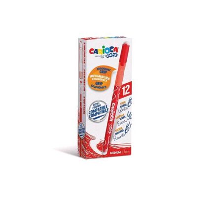 CARIOCA OOPS PENNA A SFERA CANCELLABILE INCHIOSTRO ROSSO PUNTA MEDIA RICARICABILE DOPPIA GOMMA CONF 12 Pz.