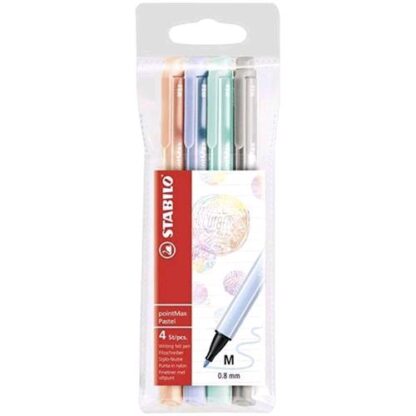 STABILO POINTMAX PENNA PUNTA IN FIBRA CONICA MEDIA 0.80 mm COL. ASSORTITI PASTELLO CONF 4 Pz.