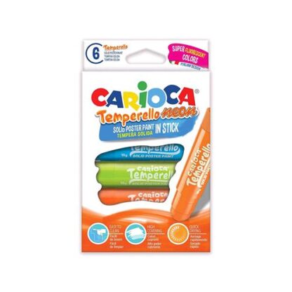 CARIOCA TEMPERELLO NEON TEMPERA SOLIDA IN STICK DA 10 GR COL. ASSORTITI CONF 6 Pz.