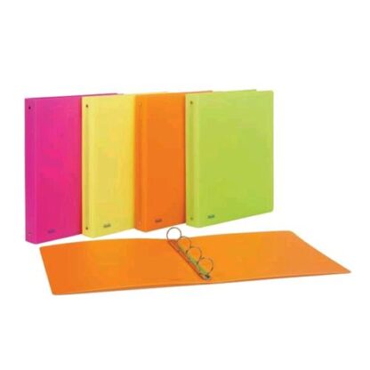 FAVORIT NEON PP RACCOGLITORE 4 ANELLI DA 30 MM IN PP 220X300 MM A4 DORSO 3 CM COL. ARANCIO