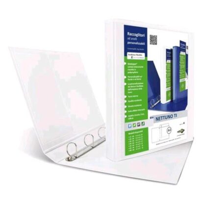 SEI ROTA NETTUNO TI RACCOGLITORE PERSONALIZZABILE 4 ANELLI A D DA 65MM IN STRATOPAN 220X300MM A4 DORSO 8.5CM COL. BIANCO