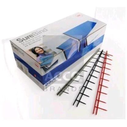 GBC SURE BIND PETTINI TERMOSALDATI IN PLASTICA FORMATO A4 DORSO 25 mm RILEGATURA MIN. 2 MAX 250 FOGLI COL. ROSSO CONF 100 Pz.