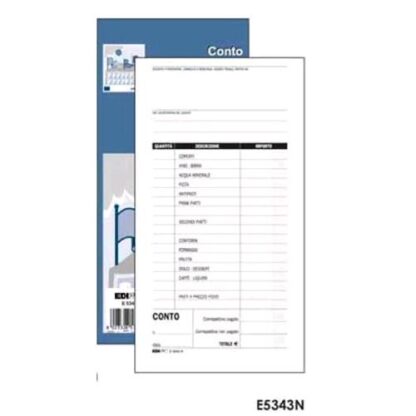 EDIPRO CONTO RISTORANTE BLOCCO 100X220 mm 100 FOGLI CONF 10 Pz.