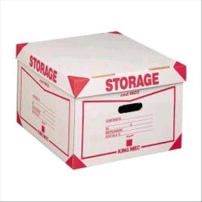 KING MEC STORAGE SCATOLA ARCHIVIO IN CARTONE 410X270X430 mm COL. BIANCO/ROSSO CONF 12 Pz.