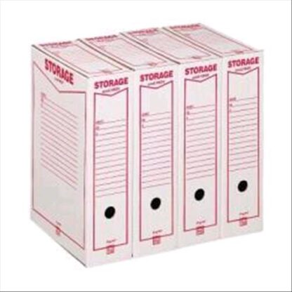 KING MEC STORAGE SCATOLE ARCHIVIO IN CARTONE 260X370 mm DORSO 9 CM COL. BIANCO/ROSSO CONF 32 Pz.