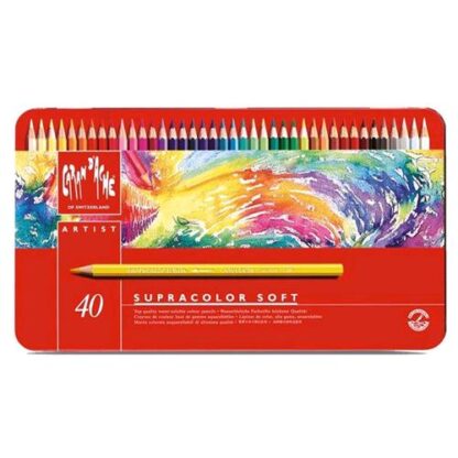 CARAN D'ACHE SUPRACOLOR PASTELLI ACQUARELLABILI SCATOLA IN METALLO COLORI ASSORTITI CONF 40 Pz.