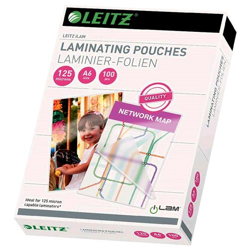 LEITZ UNI-EVA POUCHES LUCIDO A6 125 MY COL TRASPARENTE CONF 100 Pz.