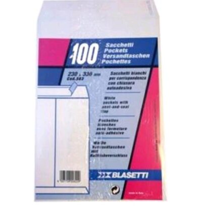 BLASETTI MAILPACK BUSTE DI CARTA A SACCO CON STRIP 230X330 mm COL. BIANCO CONF 100 Pz.