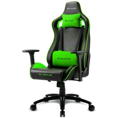 SHARKOON ELBRUS 2 POLTRONA GAMING IN SIMILPELLE NERO/VERDE