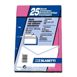 BLASETTI BUSTE DI CARTA SENZA FINESTRA CON STRIP 114X162 mm 80 GR COL. BIANCO CONF 25 Pz.