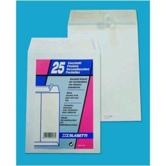 BLASETTI BUSTE DI CARTA A SACCO CON STRIP 250X353 mm 80 GR COL. BIANCO CONF 25 Pz.