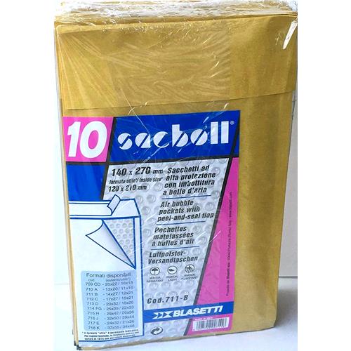 BLASETTI SACBOLL BUSTE DI CARTA A SACCO IMBOTTITE AUTOADESIVE INT. 120X210 mm COL. AVANA CONF 10 Pz.