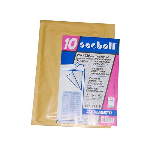 BLASETTI SACBOLL BUSTE DI CARTA A SACCO IMBOTTITE AUTOADESIVE INT. 180X260 mm COL. AVANA CONF 10 Pz.