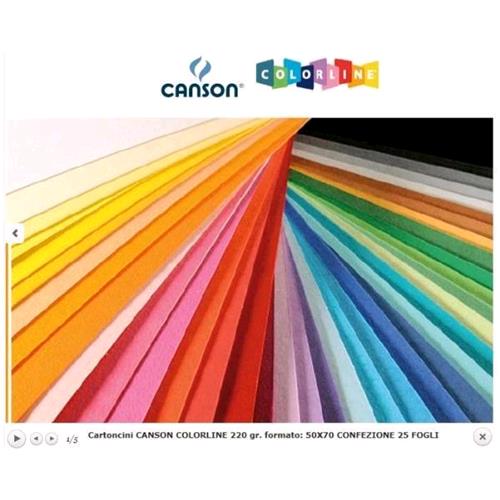 CANSON COLORLINE CARTONCINI COLORATI 50X70 mm 220 GR COL. BIANCO CONF 25 Pz.
