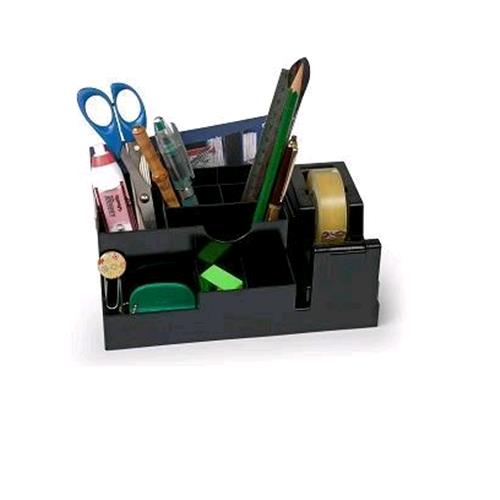 LEBEZ DESK ORGANIZER PORTAOGGETTI IN ABS 80X120X200 mm CON DISPENSER COL. NERO