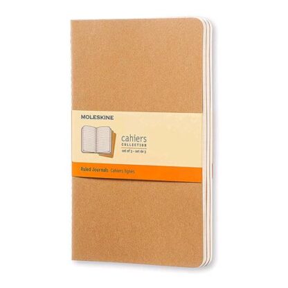 MOLESKINE CAHIER JOURNAL KRAFT BROWN PLAIN QUADERNO 210 X 130 MM 80 FOGLI A RIGHE COL. AVANA CONF 3 Pz.