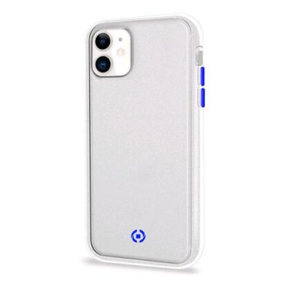 CELLY APPLE iPHONE 11 COVER IN TPU CON RETRO OPACO TRASPARENTE E TASTI IN COLORI A CONTRASTO BIANCO