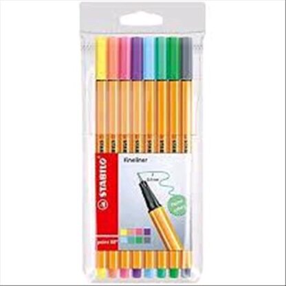 STABILO FINELINER POINT 88 PENNA PUNTA IN FIBRA TRATTO 0.40mm COLORI PASTELLO ASSORTITI CONF 8 Pz.