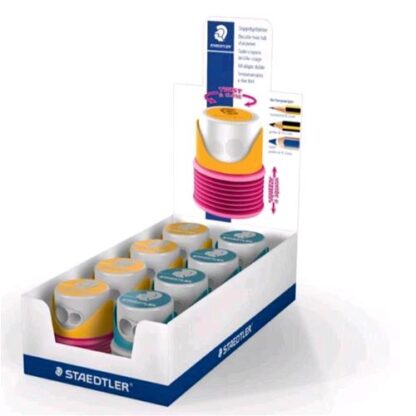 STAEDTLER TEMPERINO JUMBO IN PLASTICA 2 FORI 3 IN 1 COLORI ASSORTITI CONF 8 Pz.