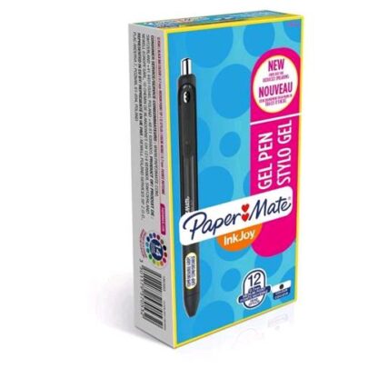PAPERMATE INKJOY GEL RT PENNA ROLLER A SCATTO PUNTA 0.7 mm INCHIOSTRO GEL NERO CONF 12 Pz.