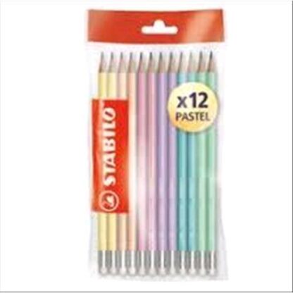 STABILO SWANO PASTEL MATITE IN GRAFITE HB CON GOMMINO FUSTO COLORATO CONF 12 Pz.