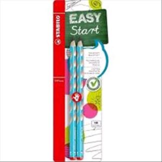 STABILO EASY START MATITA IN GRAFITE HB FUSTO ERGONOMICO TRIANGOLARE AZZURRO PER DESTRIMANI CONF 2 Pz.