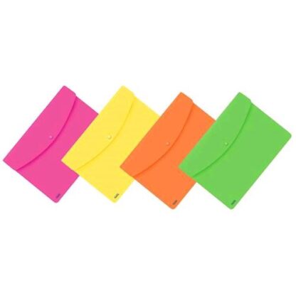 FAVORIT SNAP NEON BUSTA CON BOTTONE IN PP CM 21X29.7 A4 COLORI FLUO ASSORTITI CONF 5 Pz.