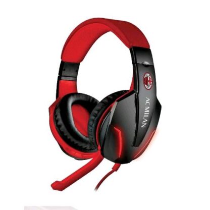 TECHMADE TM-FL1-MIL CUFFIE GAMING MULTIMEDIALI UFFICIALI A.C. MILAN CON MICROFONO ROSSO NERO